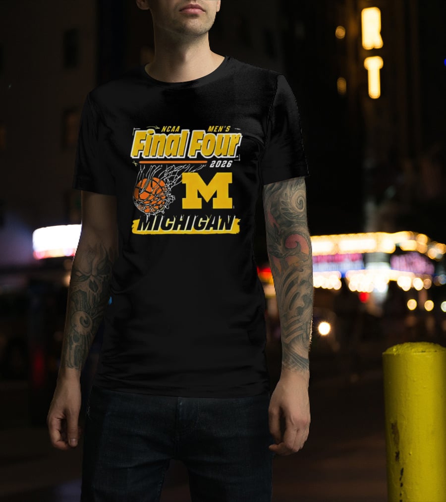 NCAA Men's Final Four 2023 Michigan Wolverines Basketball Swish T-Shirt