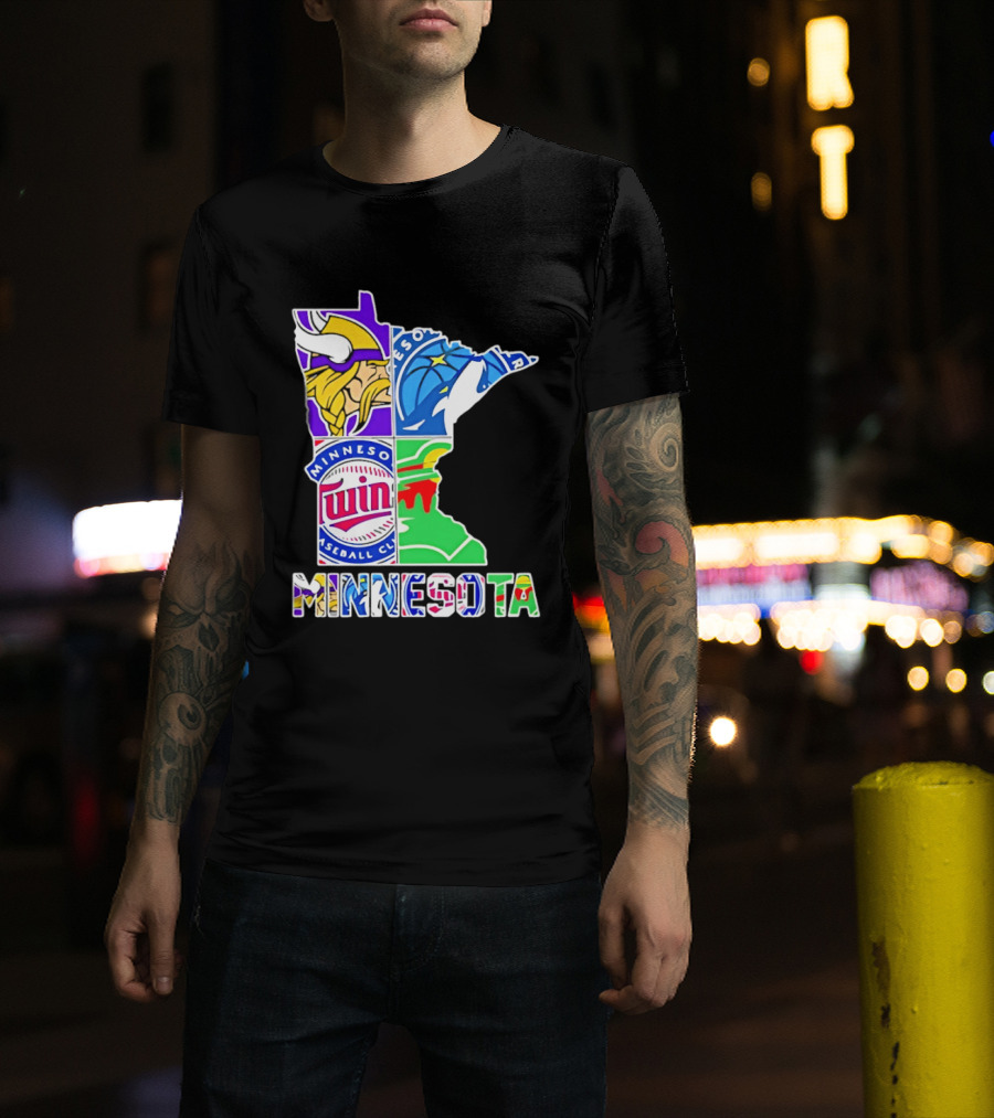 Minnesota Sports Teams Vikings Twins Wild Timberwolves Mashup T-Shirt