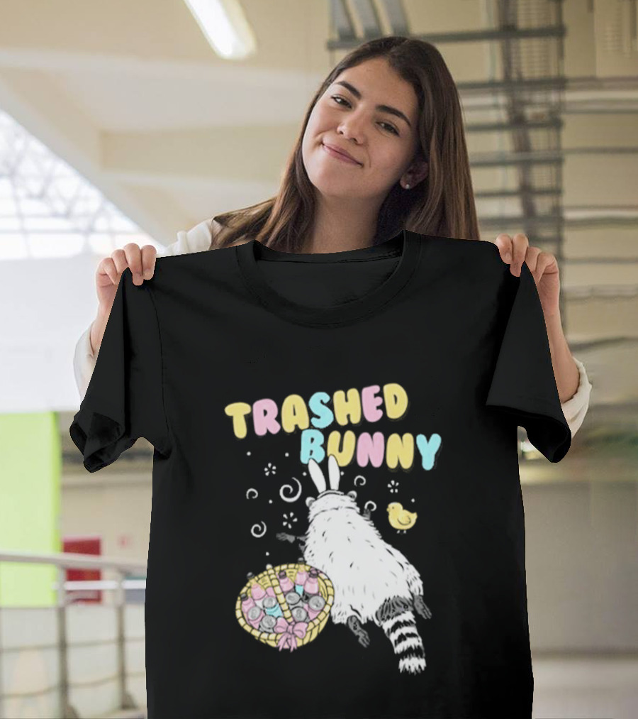 Trashed Bunny Raccoon Pastel Swirls Duck T-Shirt
