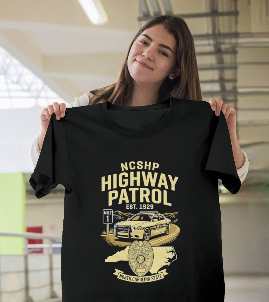 NCSHP Highway Patrol Est. 1929 Scenic Route Car T-Shirt
