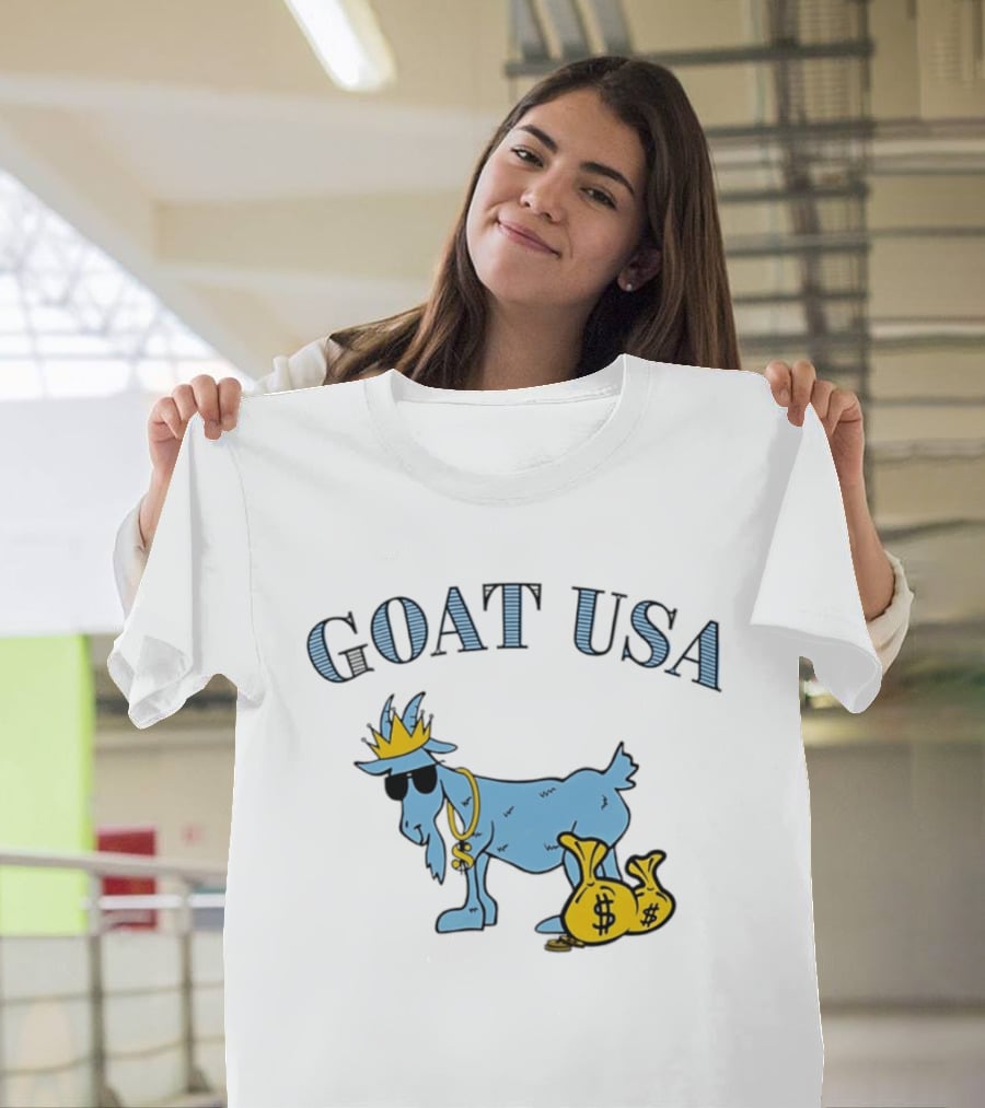 GOAT USA Cash Money Crowned Goat With Sunglasses And Gold Chains T-Shirt