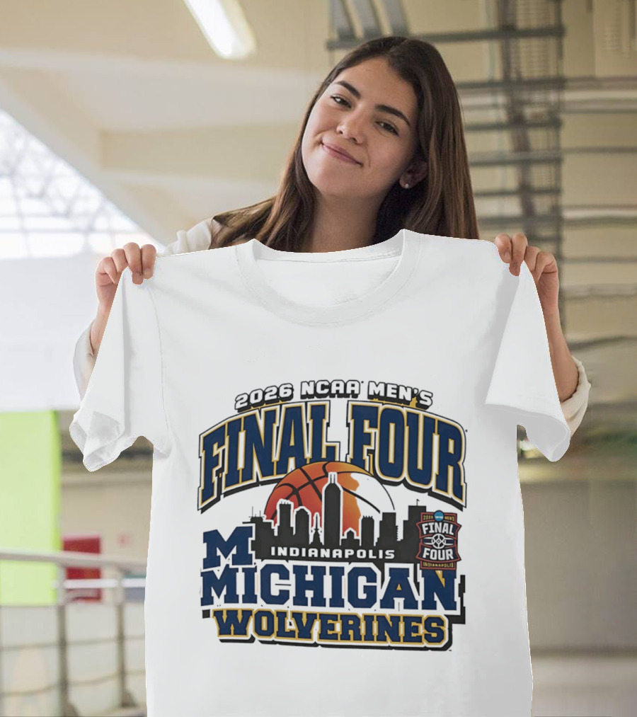 2026 NCAA Men's Final Four Michigan Wolverines Indianapolis Skyline Basketball T-Shirt