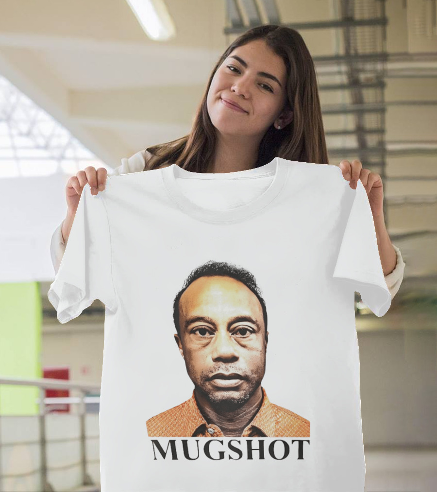 Tiger Shot Face Parody With Golf T-Shirt
