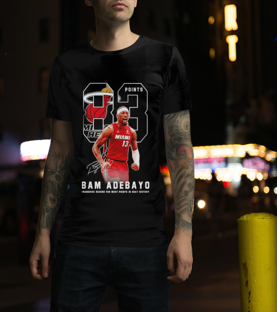 Bam Adebayo Miami Heat 13 Franchise Record Most Points In History T-Shirt