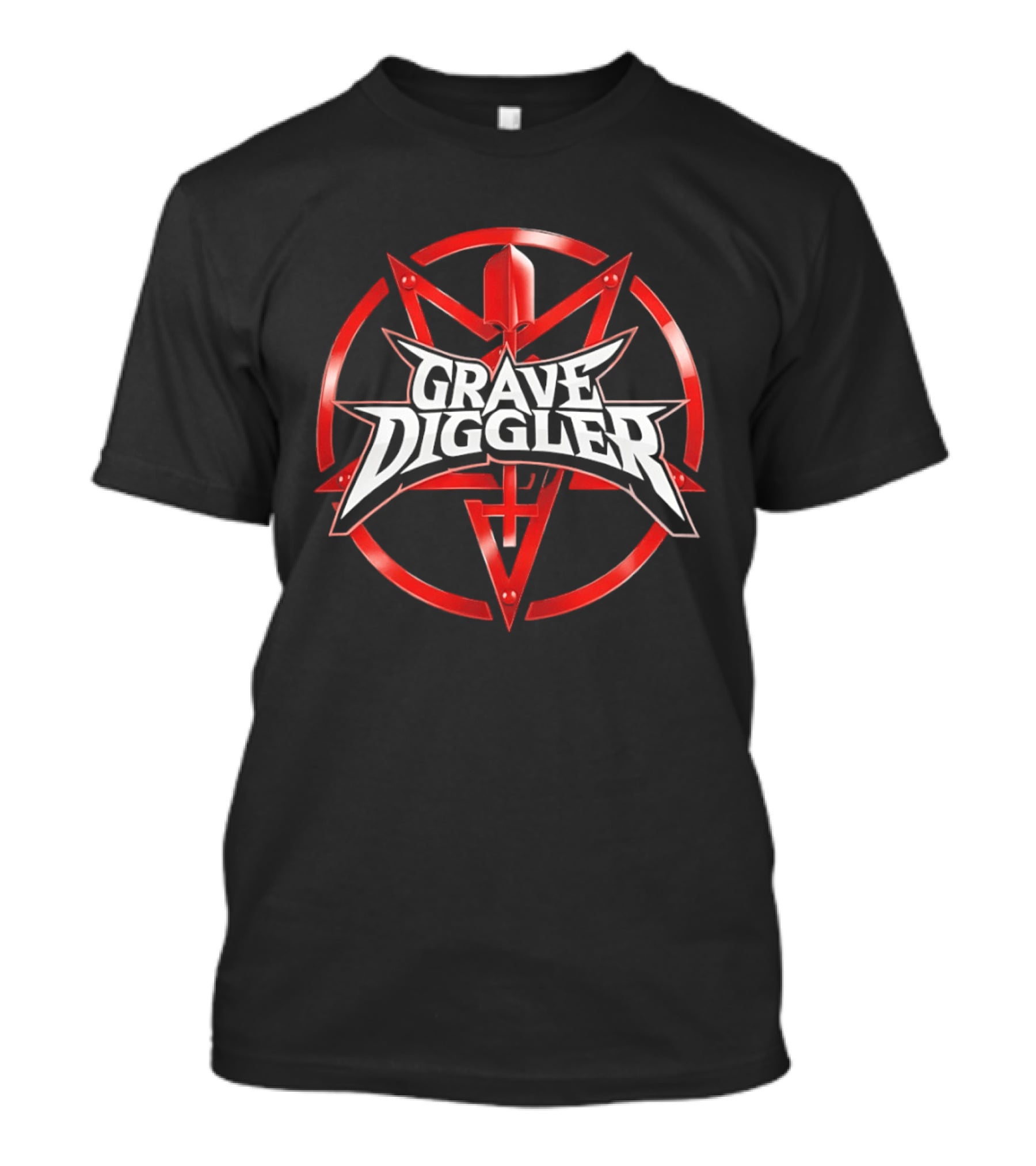 Grave Diggler Red Symbol With Cross And Sword T-Shirt