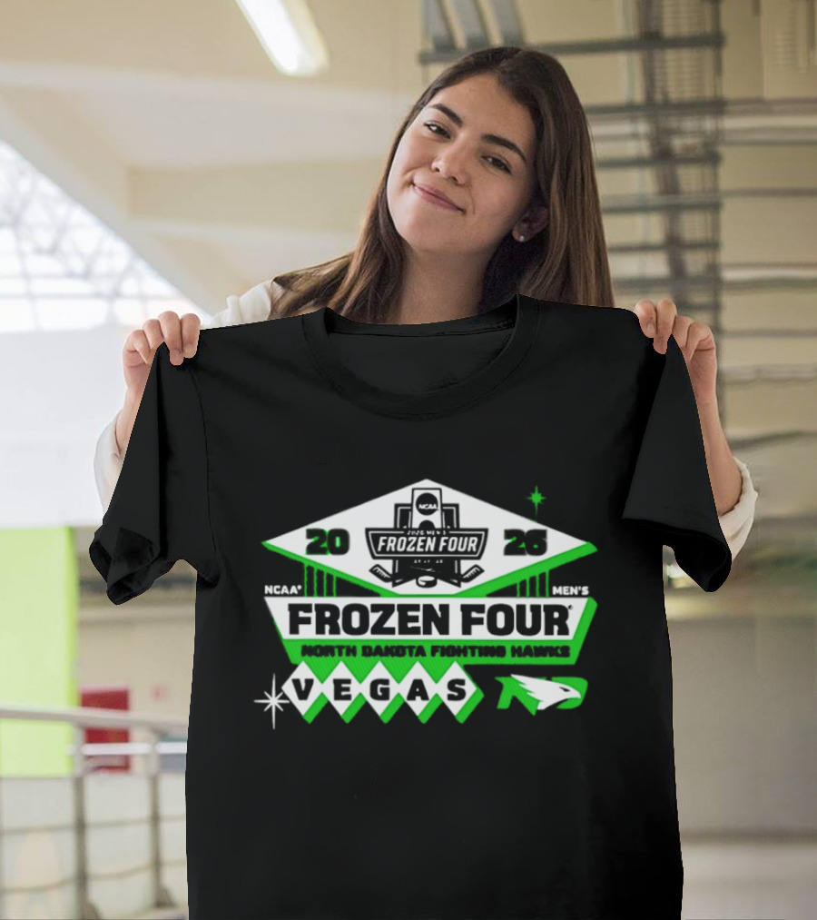 North Dakota Fighting Hawks Frozen Four 2026 Vegas NCAA Men's Hockey T-Shirt