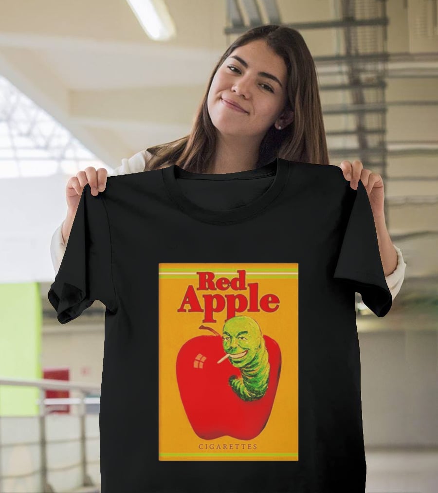 Red Apple Cigarettes Worm Character On Apple T-Shirt