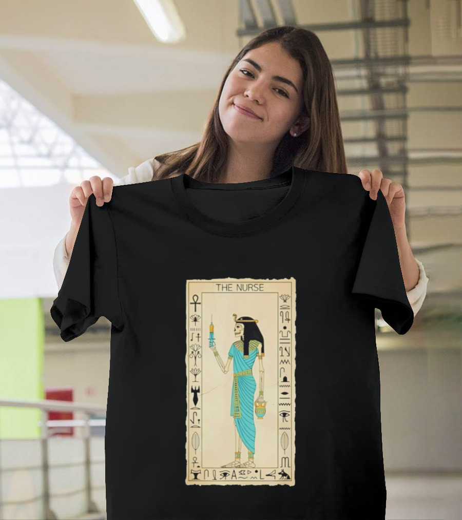 The Nurse Egyptian Skeleton Tarot Card Medical Goth T-Shirt