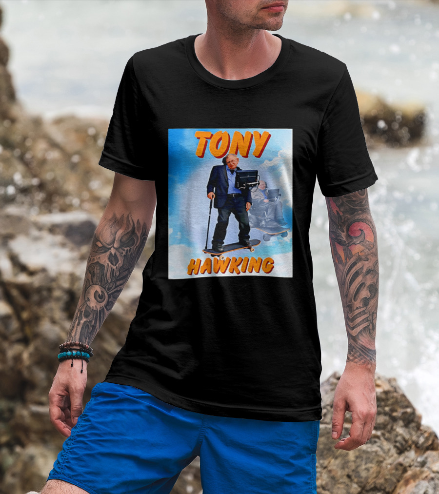 Tony Hawking Skateboard Fusion Surreal Humor T-Shirt