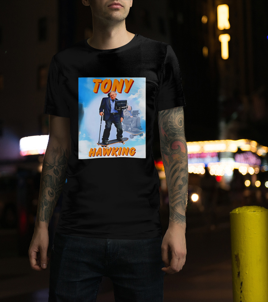 Tony Hawking Skateboard Fusion Surreal Humor T-Shirt