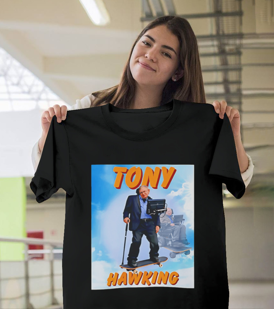Tony Hawking Skateboard Fusion Surreal Humor T-Shirt