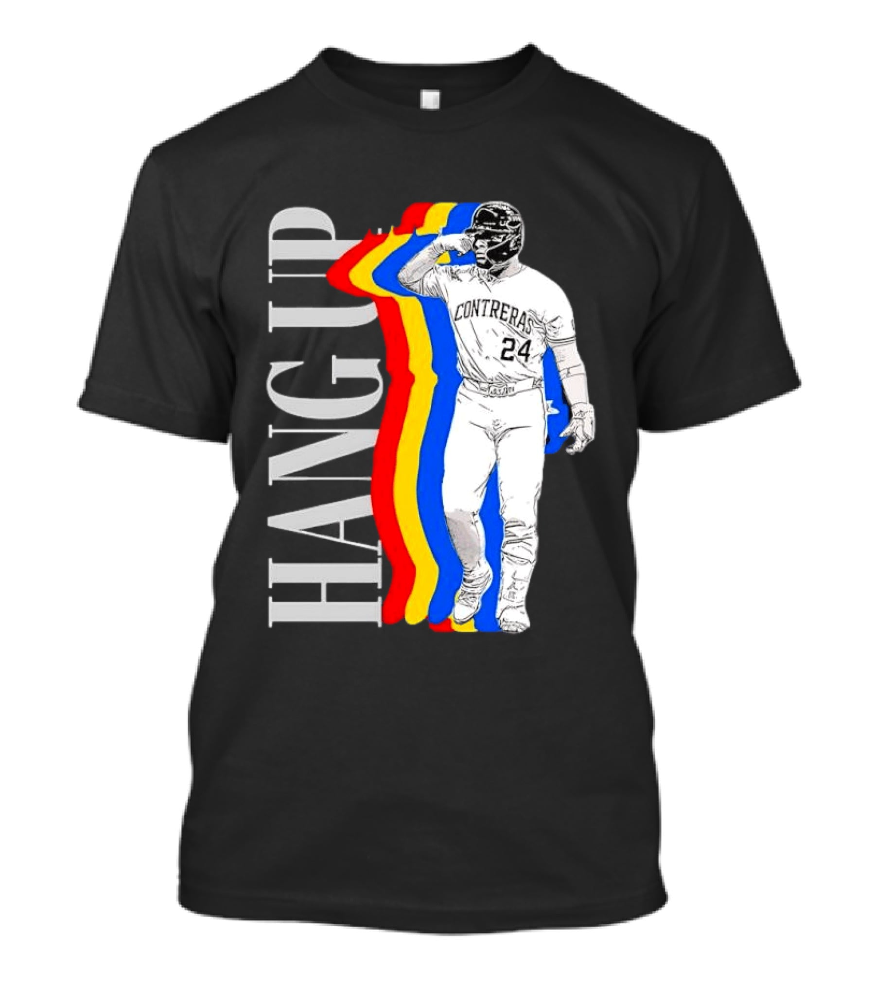 Willson Contreras 24 Hang Up Baseball Art With Colorful Stripes T-Shirt