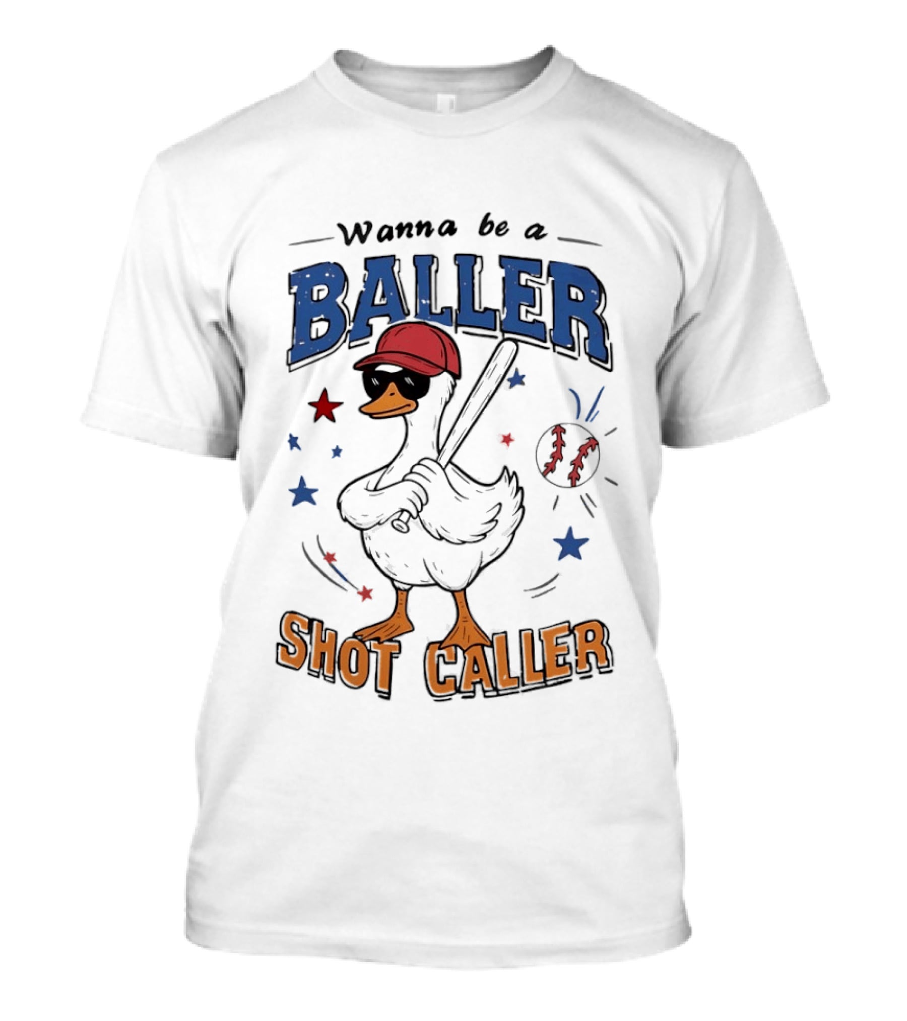 Wanna Be A Baller Shot Caller Goose With Baseball Outfit T-Shirt