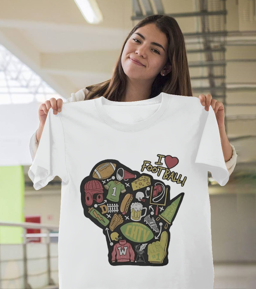 I Love Football Wisconsin Football T-Shirt
