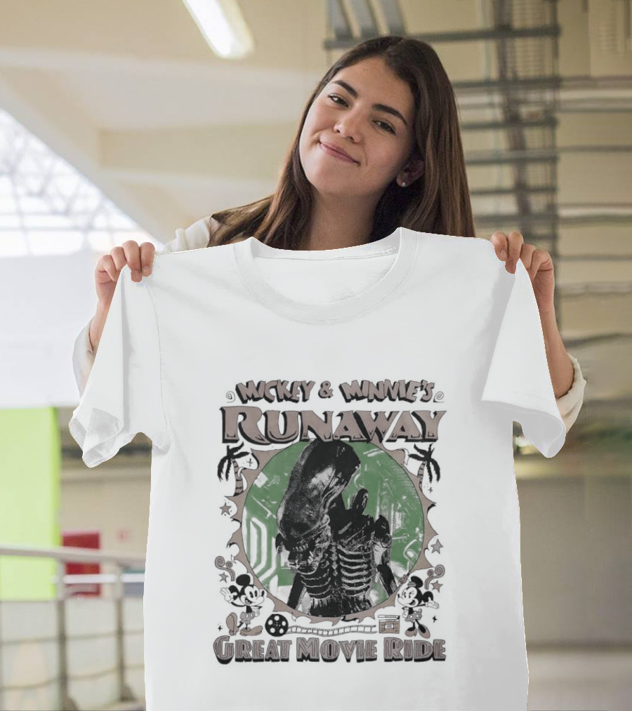 Mickey and Minnie's Runaway Great Movie Ride Xenomorph Alien T-Shirt