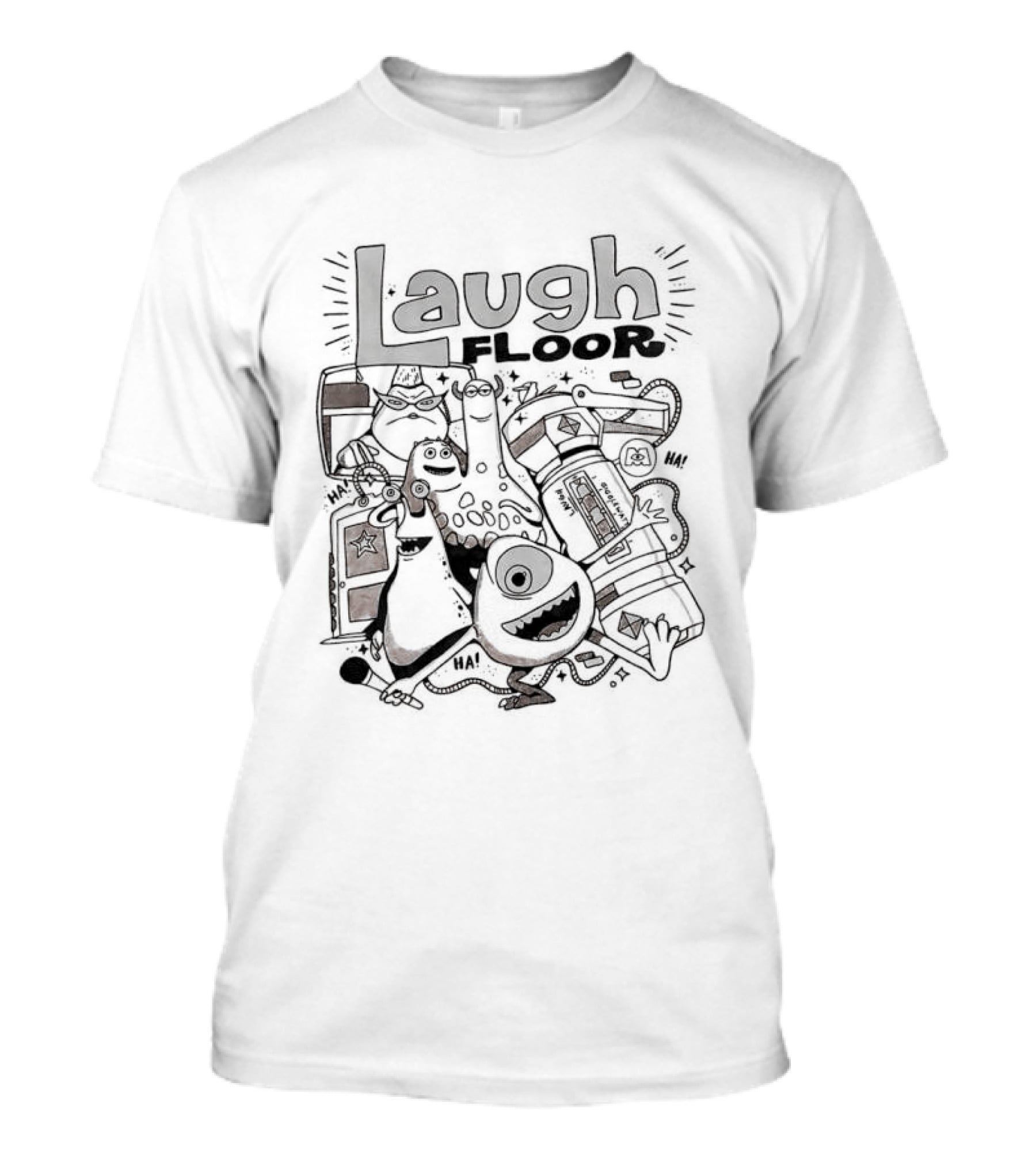 Monsters Inc Laugh Floor Doodle Mike Sulley Pixar Animation Characters T-Shirt