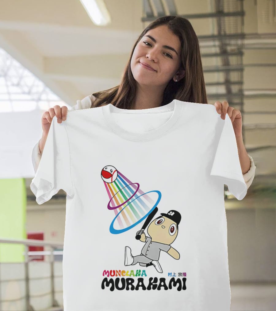 Munehisa Murakami Rainbow Baseball Cartoon Player T-Shirt