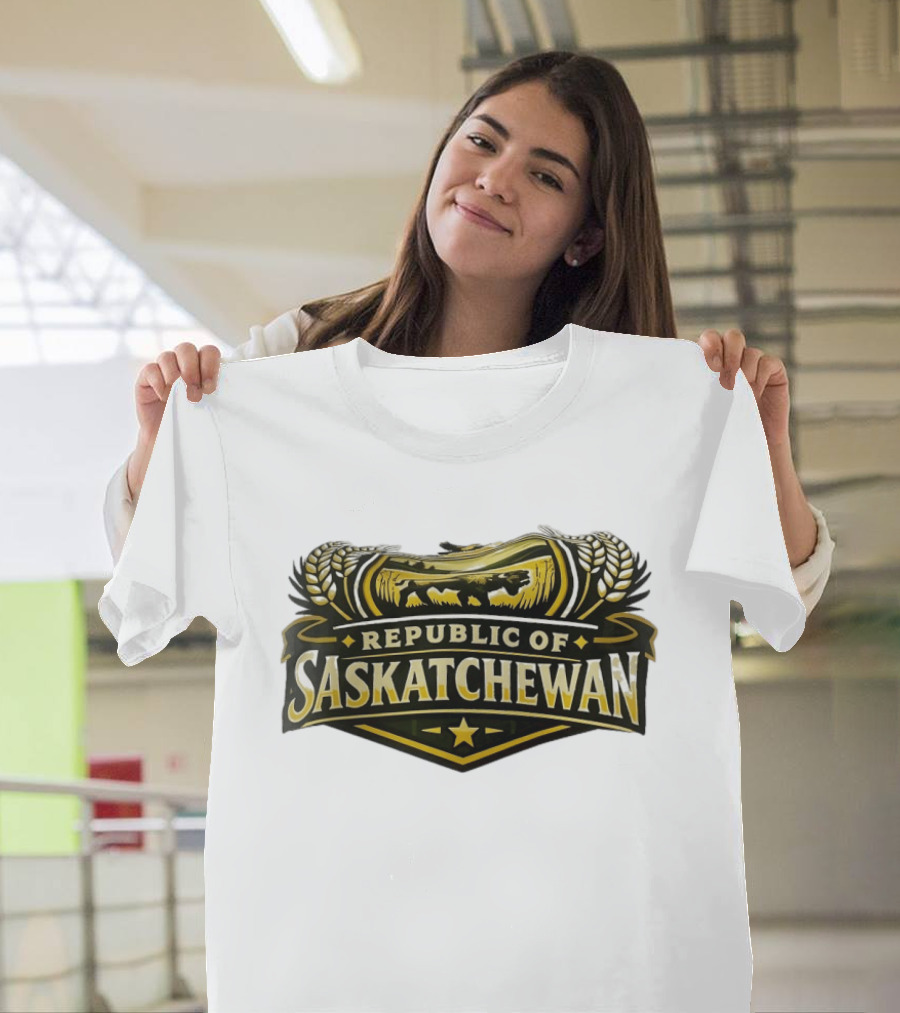 Republic Of Saskatchewan Wheat And Lion T-Shirt