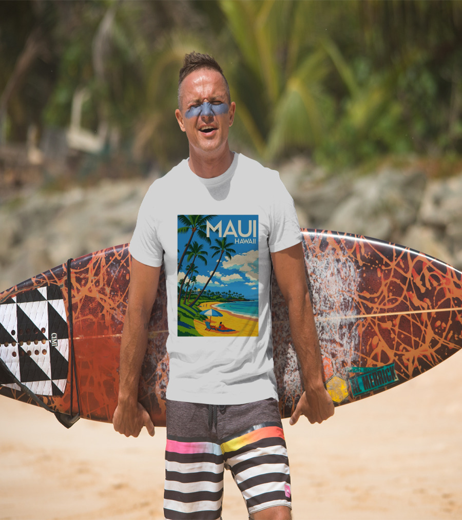 Maui Hawaii Palm Trees Beach Scene T-Shirt