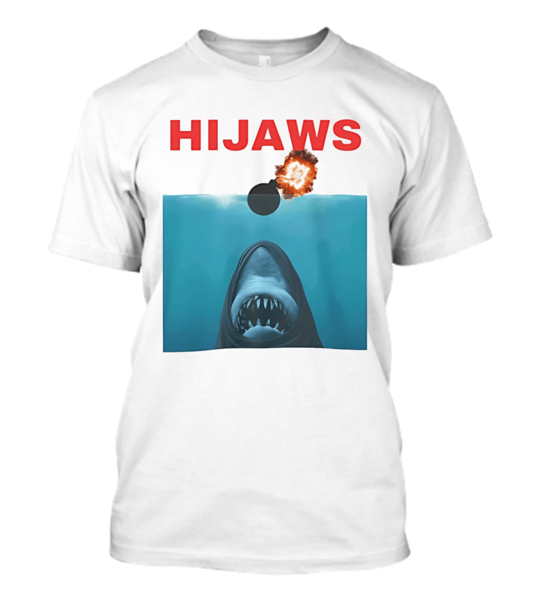 HIJAWS Jaws Bomb Explosion With Shark T-Shirt