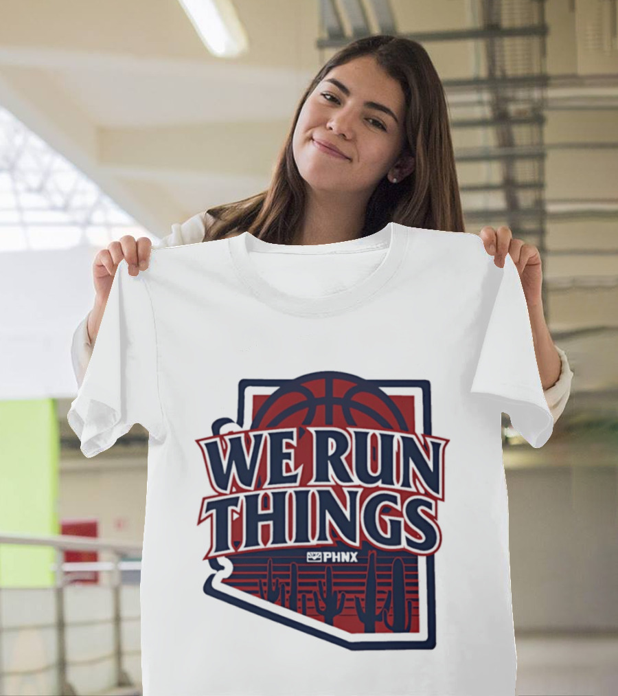 PHNX We Run Things Cactus Basketball Desert Scene T-Shirt