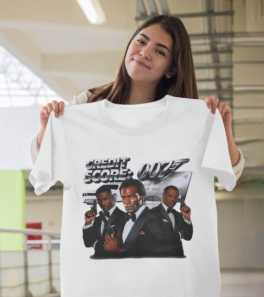 CREDIT SCORE 007 James Bond Style With Agents And Luxury Car T-Shirt