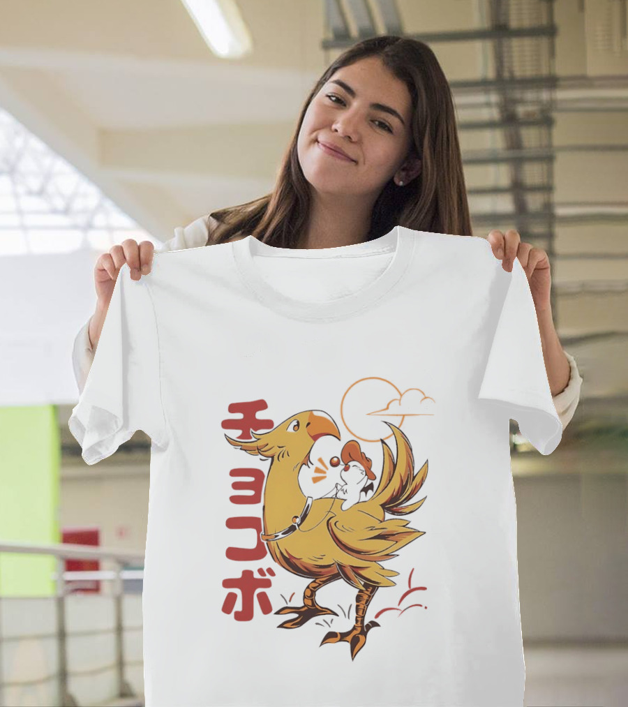 Kaweehaw Cowboy Moogle Riding Chocobo Retro Style Japanese T-Shirt