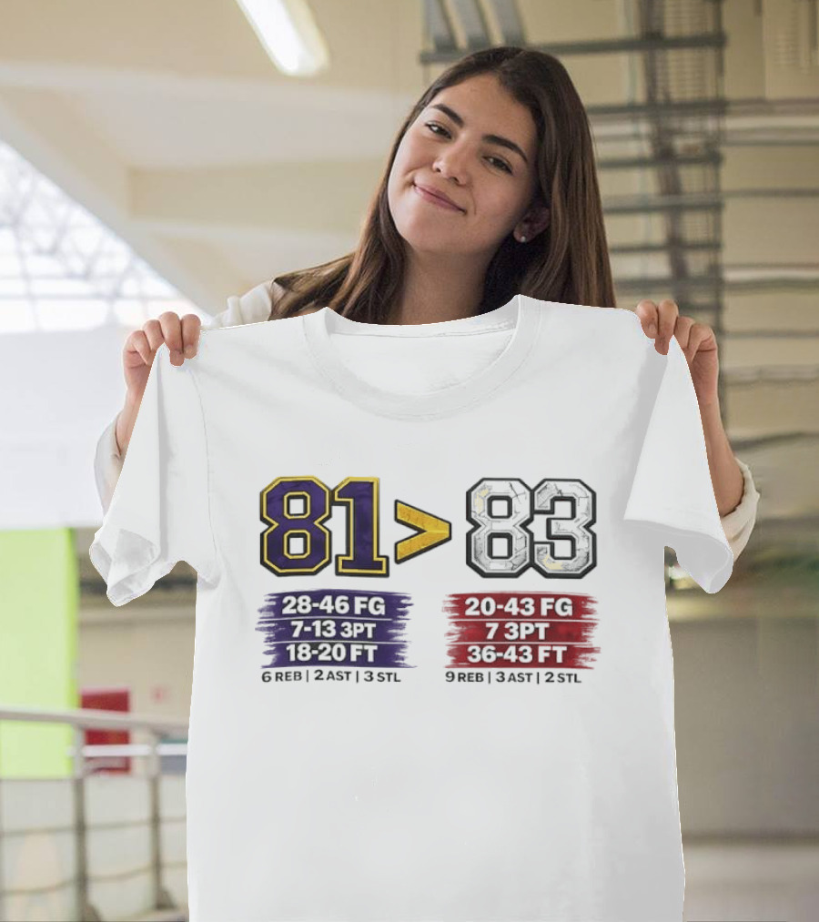 81 Greater Than 83 Kobe Bryant Legendary Performance Stats T-Shirt