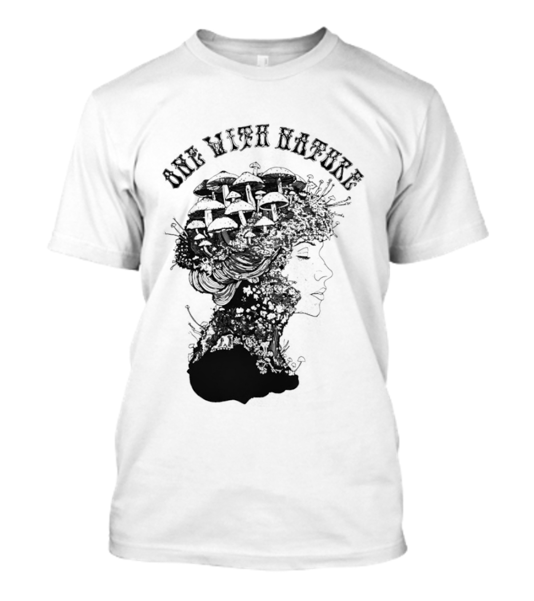 One With Nature Women Mushroom Psychedelic Fungi T-Shirt