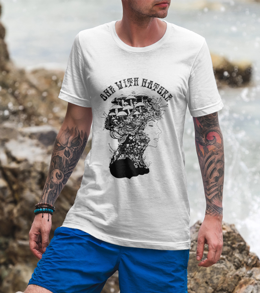 One With Nature Women Mushroom Psychedelic Fungi T-Shirt