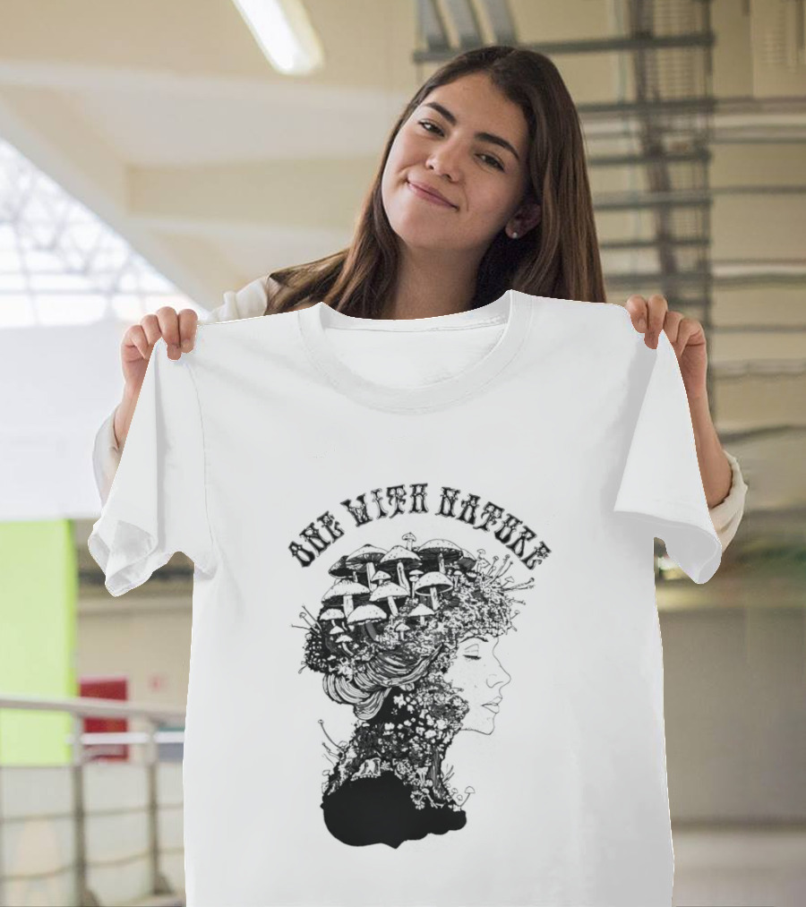 One With Nature Women Mushroom Psychedelic Fungi T-Shirt