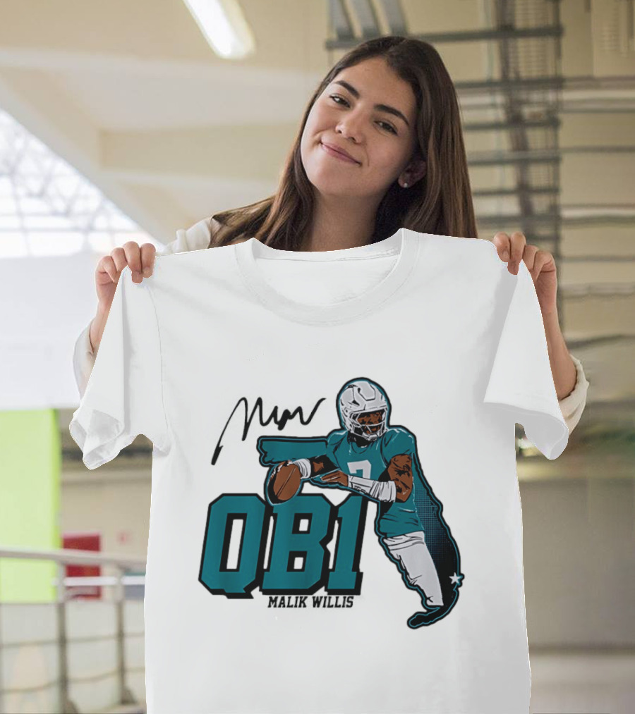 Malik Willis QB1 Miami Dolphins Quarterback 7 Football T-Shirt