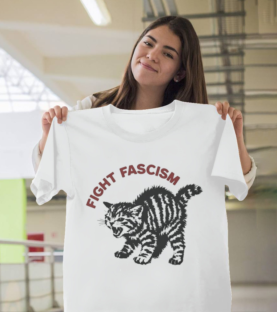 Fight Fascism Grumpy Cat Puffed Up T-Shirt