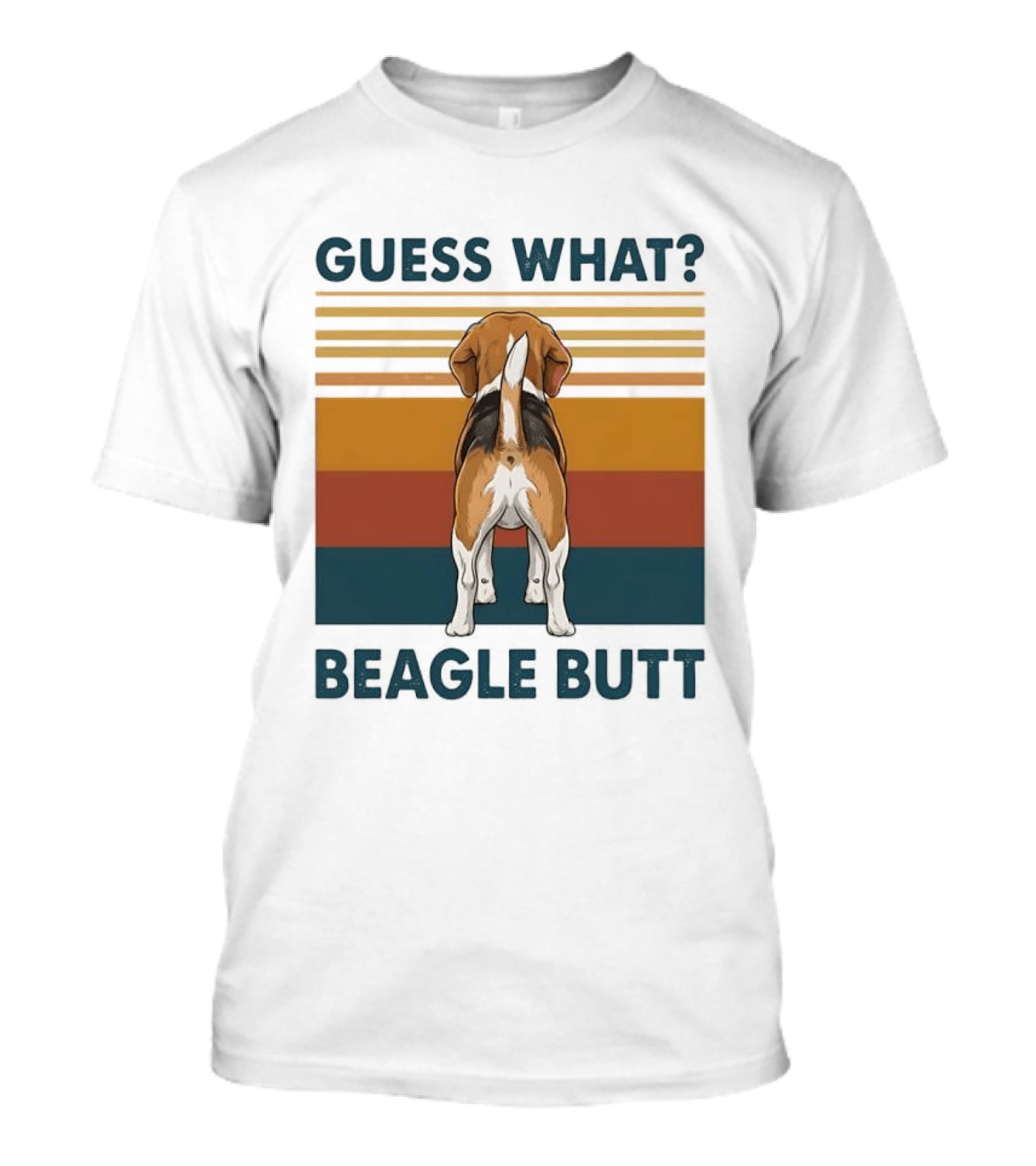Guess What Beagle Butt Retro Stripes T-Shirt