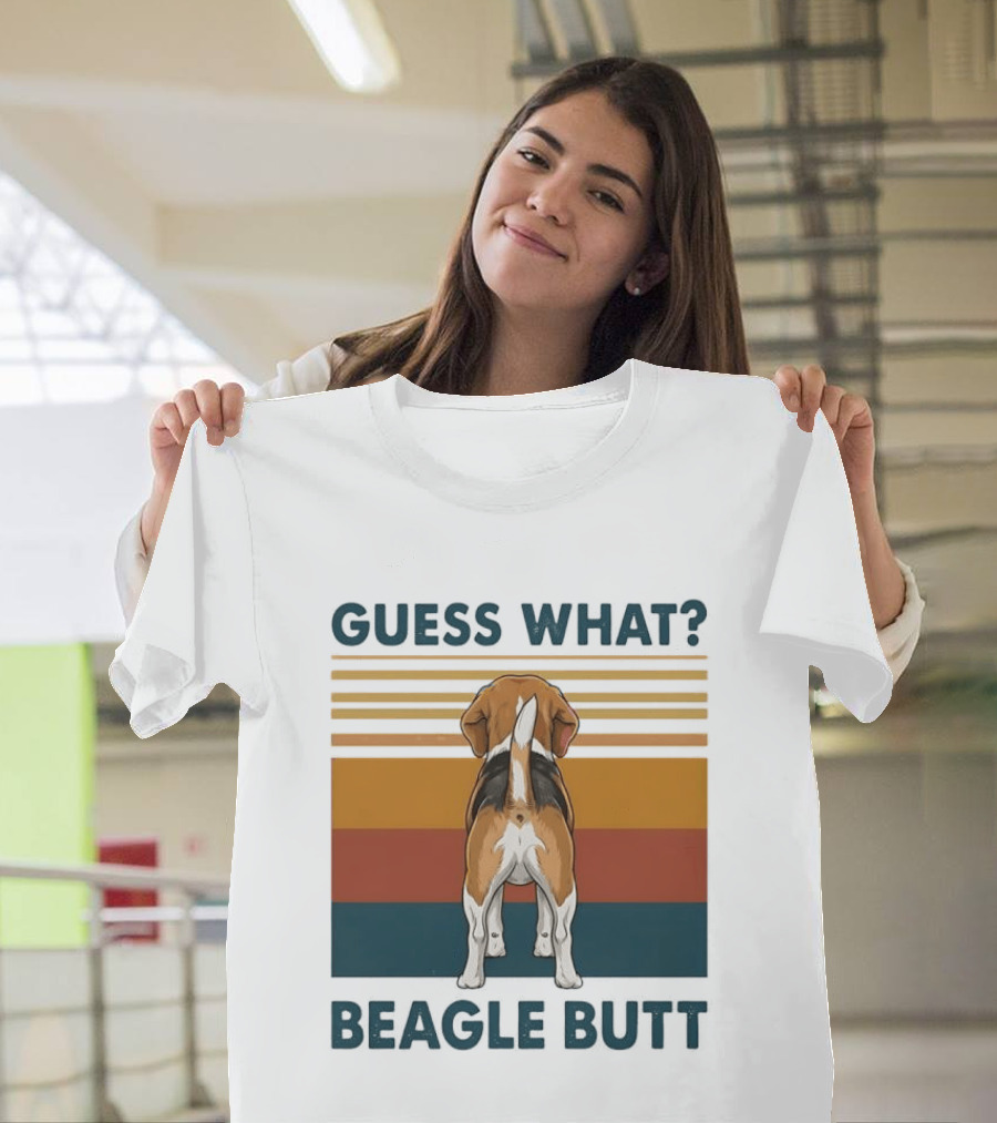Guess What Beagle Butt Retro Stripes T-Shirt
