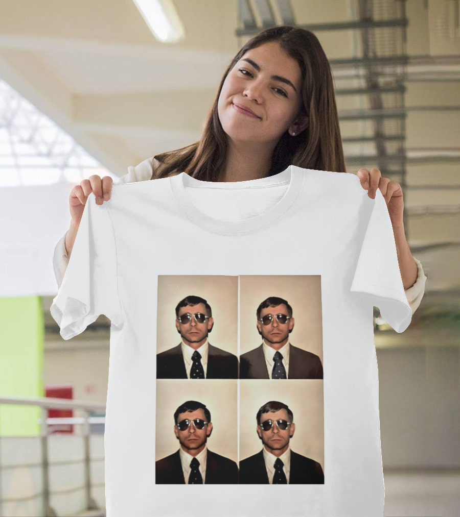 SGM Mike Vining Blasting Through Iconic Sunglasses Suit Portrait Quad T-Shirt