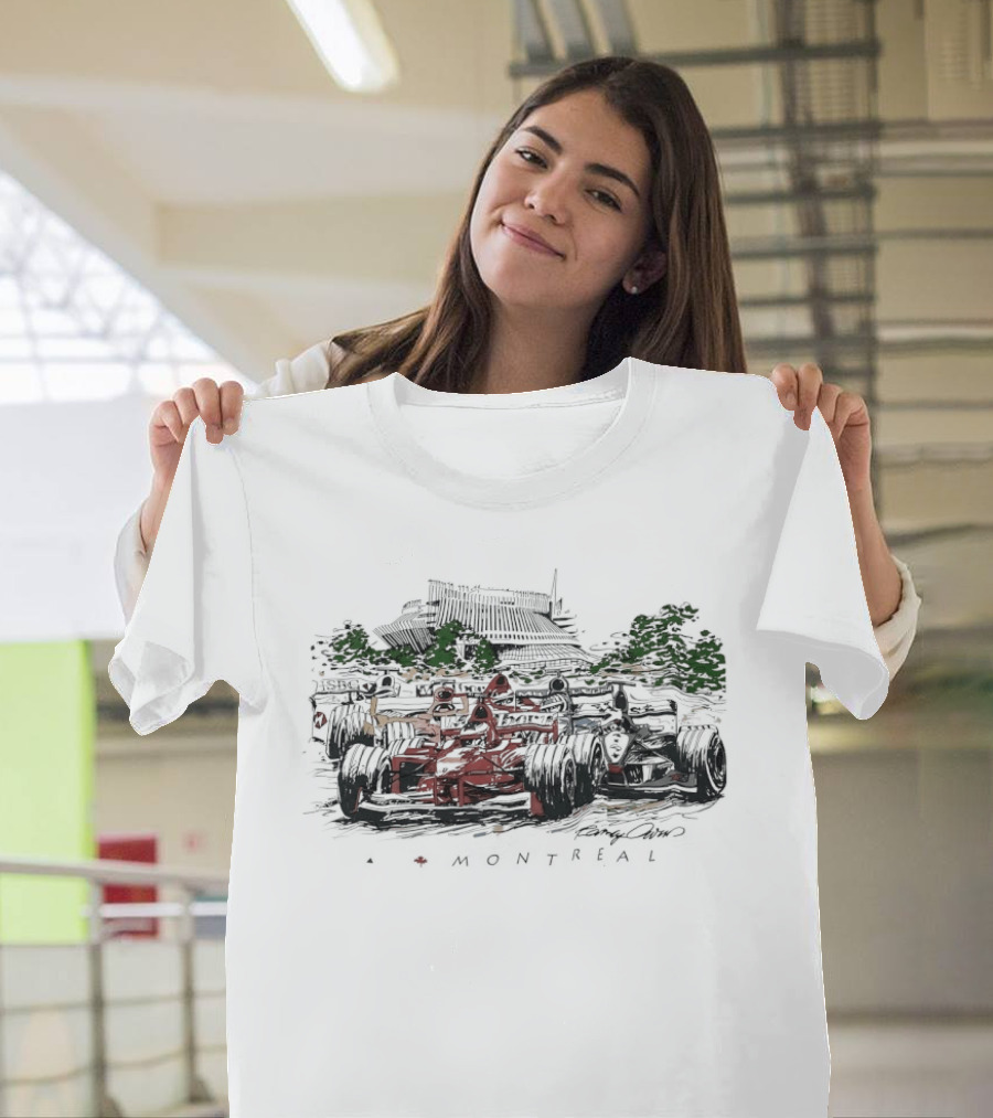 Montreal Grand Prix F1 Racing Car Scene With Track And Trees T-Shirt