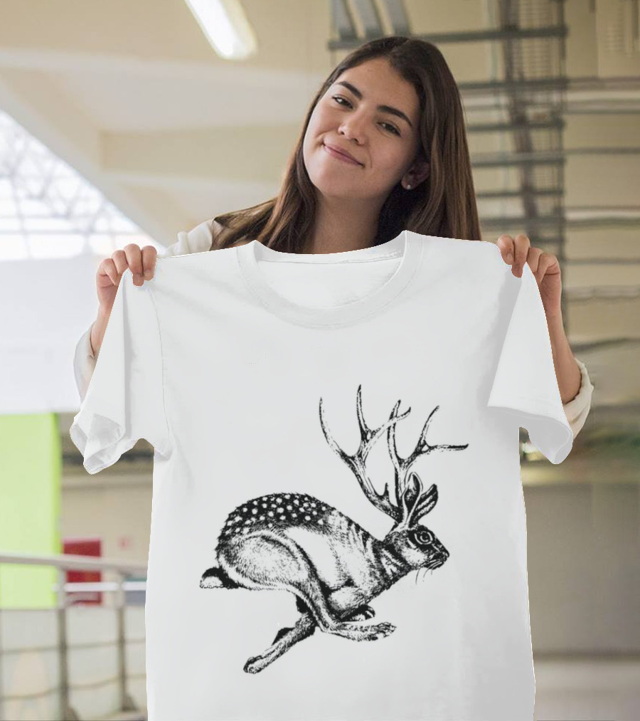 Rabbit Deer Hybrid Monster UFO Alien Hiking Camping Cryptid Jackalope Legend T-Shirt