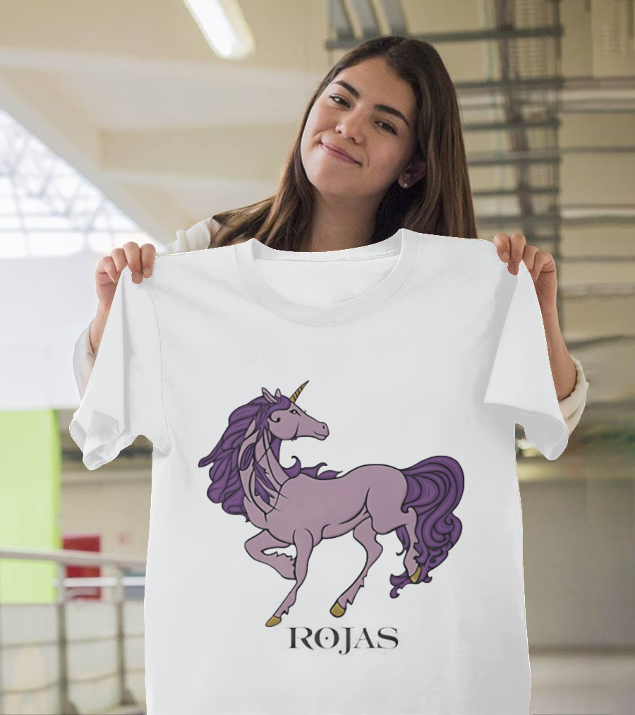 Rojas Pink Unicorn With Purple Mane T-Shirt