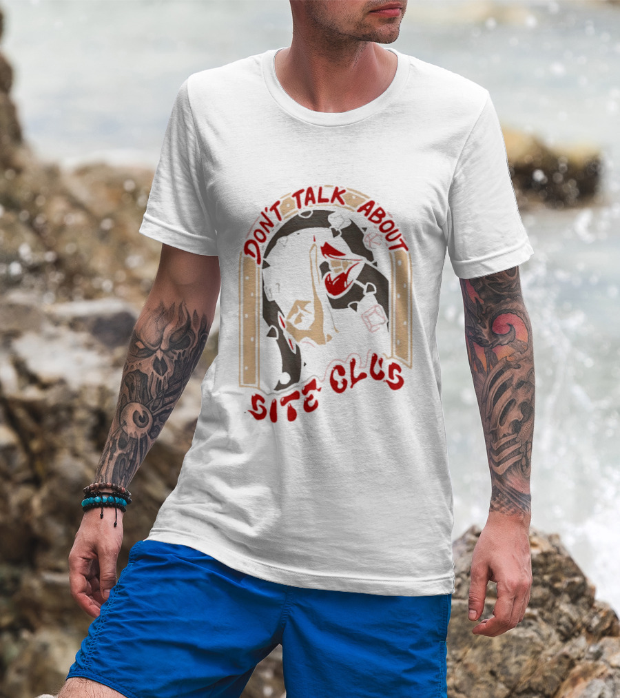 Don't Talk About Bite Club Sealed Lips Finger Gesture T-Shirt