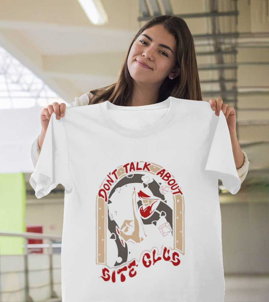 Don't Talk About Bite Club Sealed Lips Finger Gesture T-Shirt