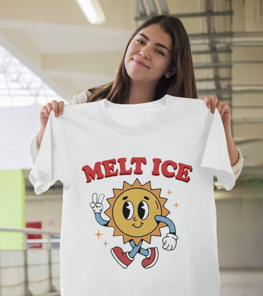 Melt ICE Peace Sign Sun Cartoon T-Shirt