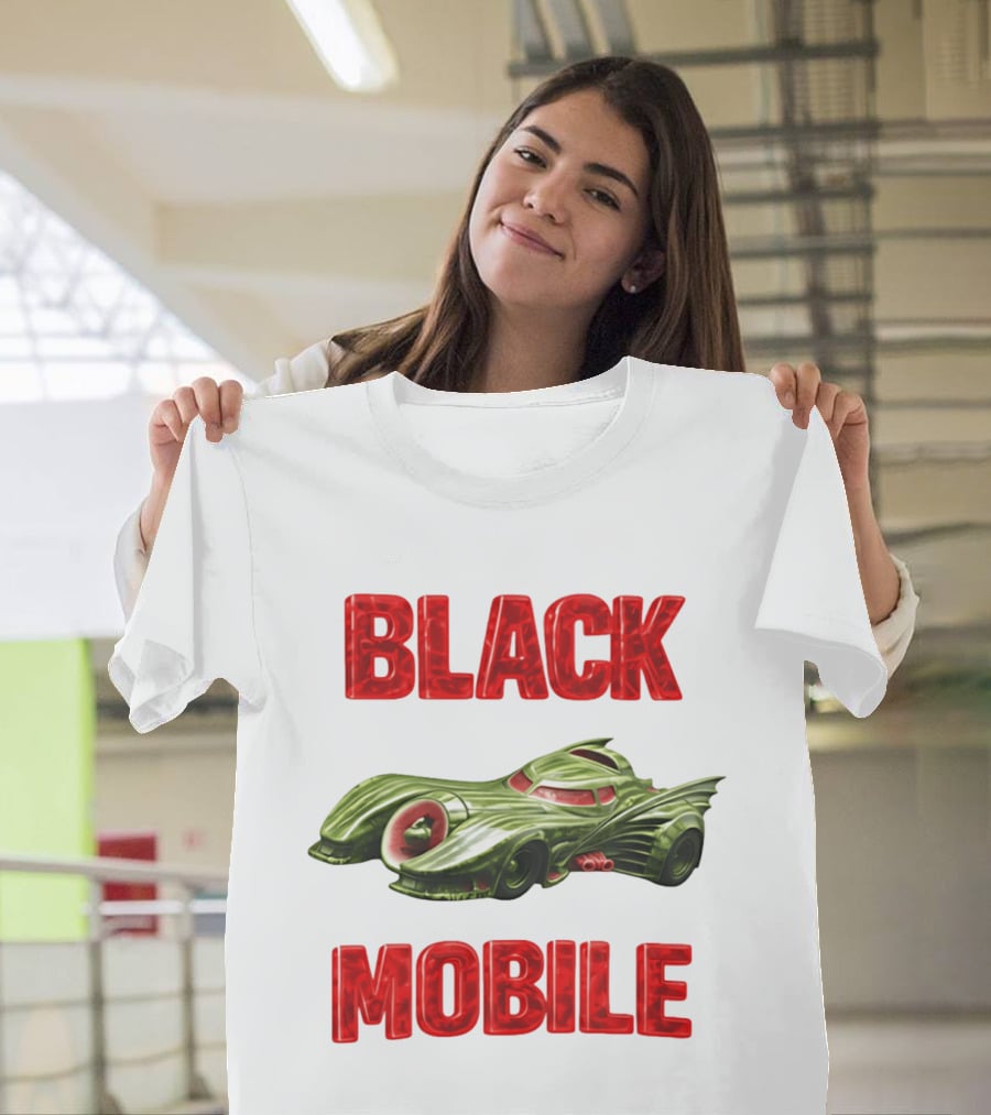 BLACK MOBILE Car Retro Inspired Vehicle T-Shirt