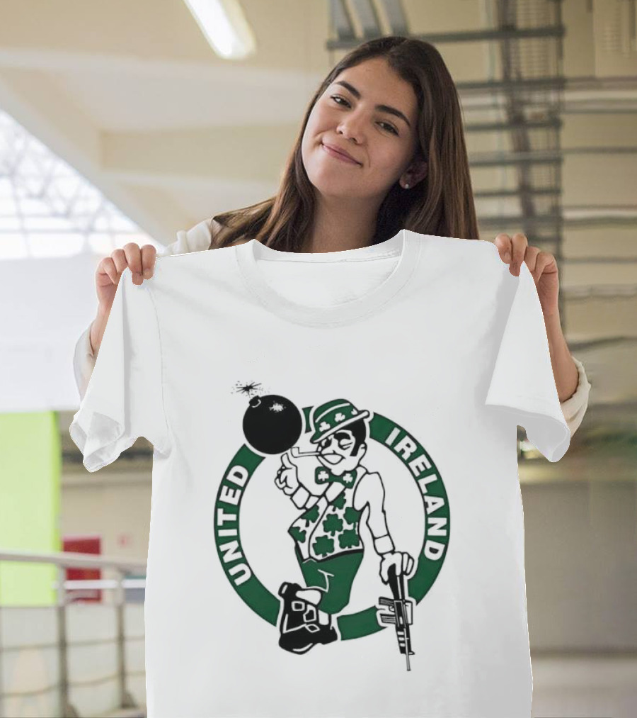 Boston Celtics United Ireland Mascot Holding Traditional T-Shirt