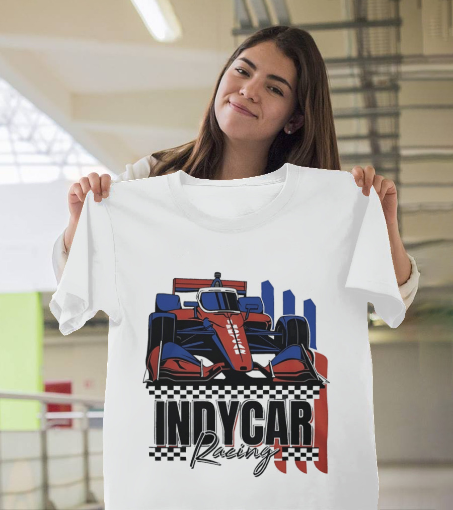 Indycar Racing Racecar Checkered Flags T-Shirt