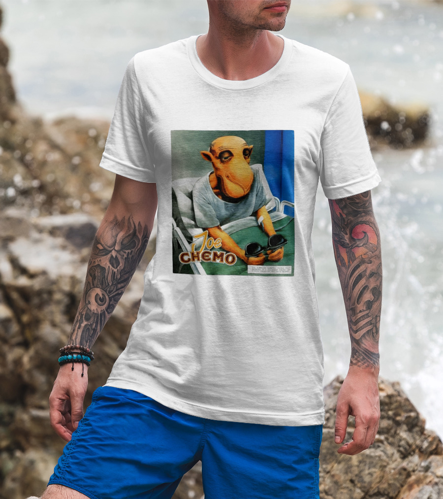 Joe Chemo Hospital Gown Character In Bed Holding Sunglasses T-Shirt