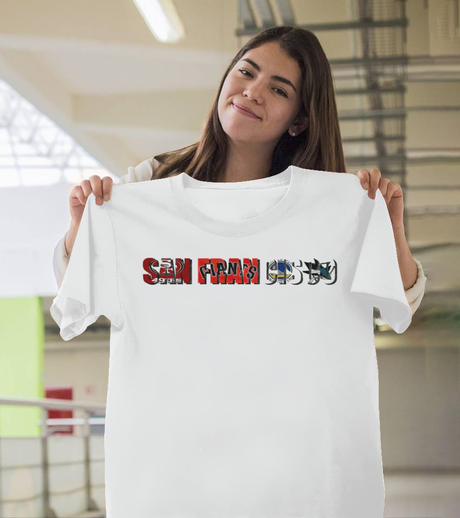 San Francisco 49ers Warriors Giants Sharks Sports Skyline T-Shirt