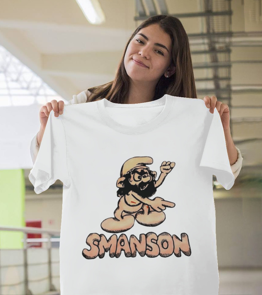 Smanson Smurf X Charles Manson Character Mashup T-Shirt
