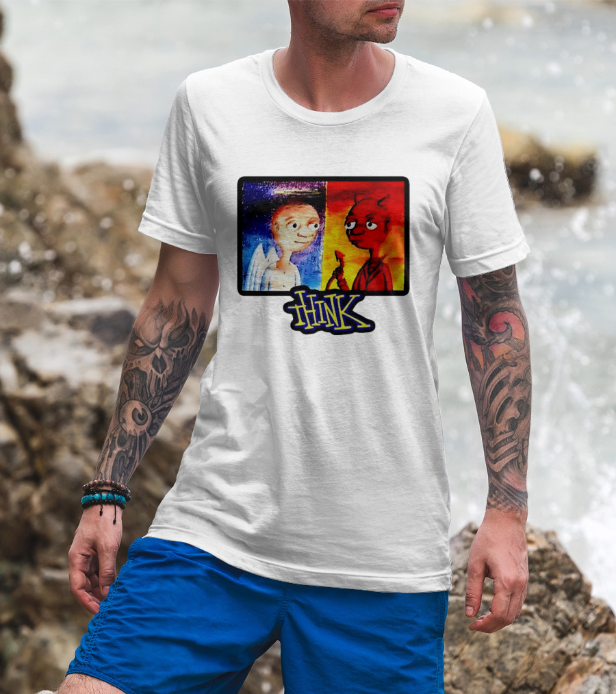 90s Classic Think Angel Vs Devil Cartoon TV Skateboard T-Shirt