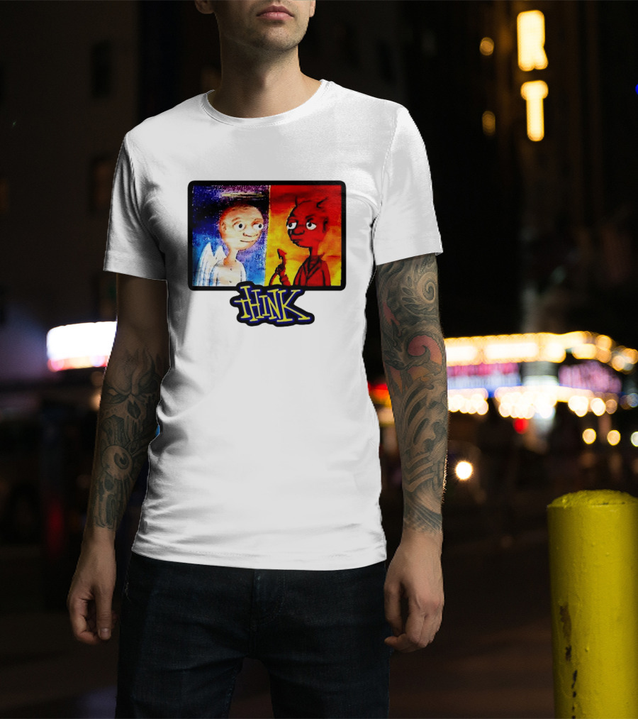 90s Classic Think Angel Vs Devil Cartoon TV Skateboard T-Shirt